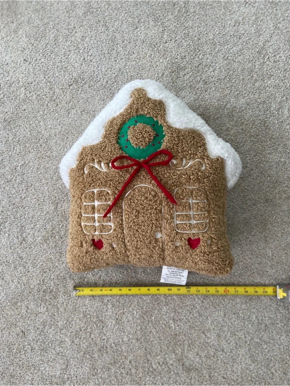 MARTHA STEWART Teddy Gingerbread House Shaped Pillow